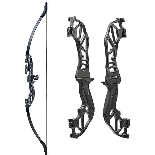 TOPARCHERY Archery Takedown Recurve Bow Hunting Long Bow Alloy Riser for Outdoor Shooting Training- Right Hand - Draw Weight 30lbs 40lbs - with Arrow Sight, Arrow Brush (Black-30lb) - Image 1
