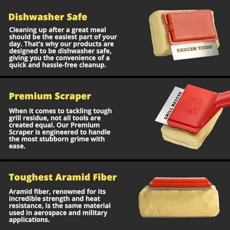 عربست جريل ريسكيو راس مكشطة قابلة للاستبدال للشواء، خالية من الشعيرات - ادوات مكشطة متينة وفريدة من نوعها لشبكات الحديد الزهر او الستانلس ستيل، منظف الشواء (فرشاة شواء) - Image 3