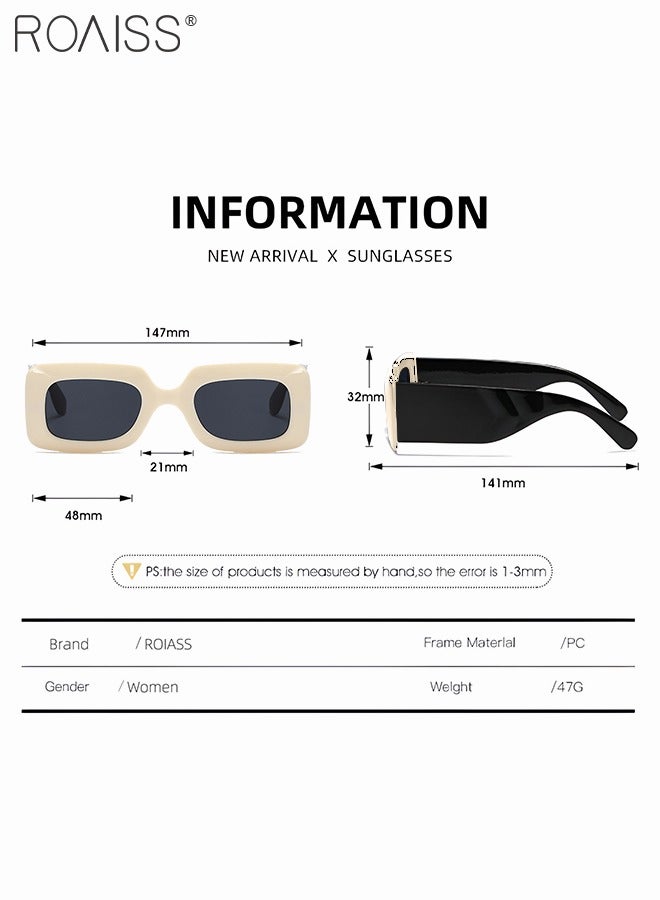roaiss Vintage Rectangle Sunglasses for Women UV400 Protection Sun Glasses with PC Oversized Frame Fashion Anti Glare Sun Shades with Glasses Case 48mm  - Image 4