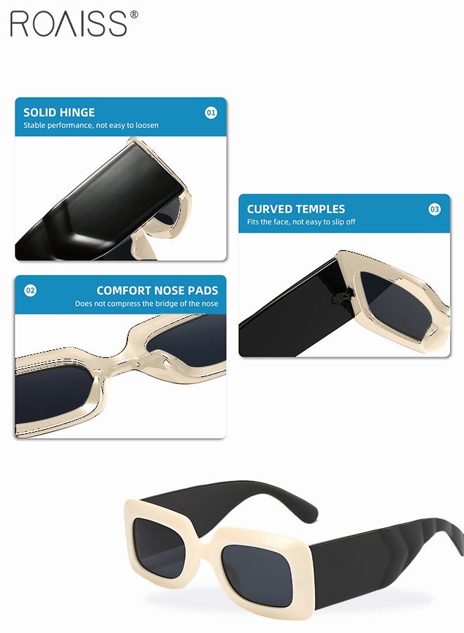 roaiss Vintage Rectangle Sunglasses for Women UV400 Protection Sun Glasses with PC Oversized Frame Fashion Anti Glare Sun Shades with Glasses Case 48mm  - Image 5