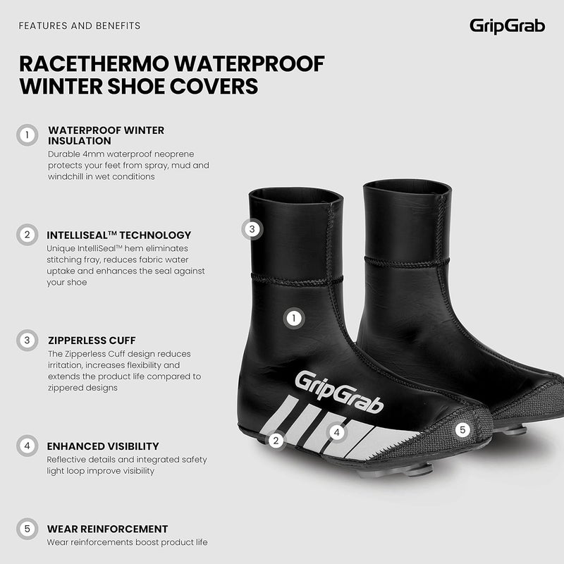 GripGrab RaceThermo Waterproof Winter Road Cycling Shoe Covers Cold Weather Thermal Neoprene Winter Cycling Overshoes - Image 2