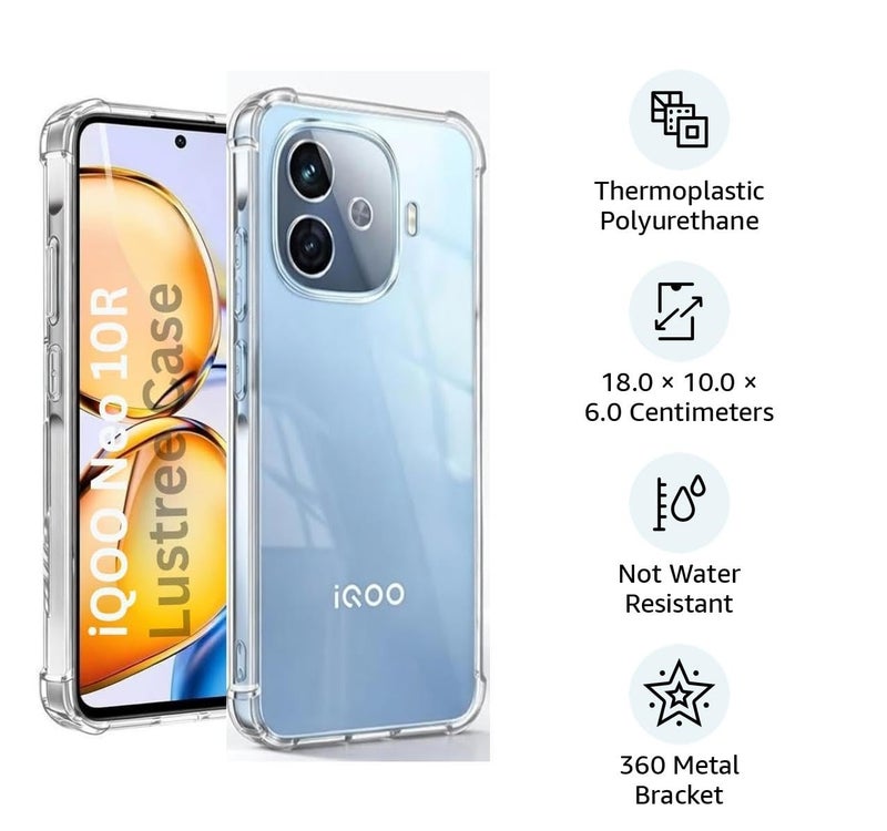 Lustree iQOO Neo 10R Back Cover Transparent Case | Clear TPU Shockproof Case with Four Corner Protection & Raised Camera Guard | Slim Protective Mobile Phone Cover for iQOO Neo 10R - Image 2
