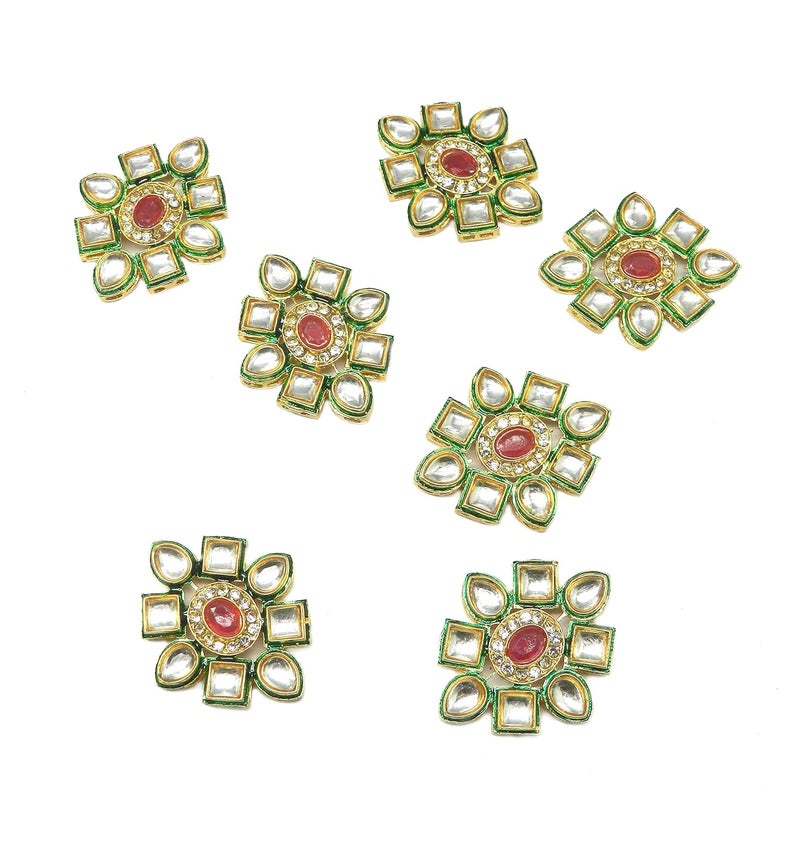 RC RADHESH CREATION RADHESH Creation Jewellery Gold Plated Kundan and Meenakari Pendant Raw Material for Rakhi Jewellery Making and Craft Works Pack of 3 RCJRRM0011 - Image 1