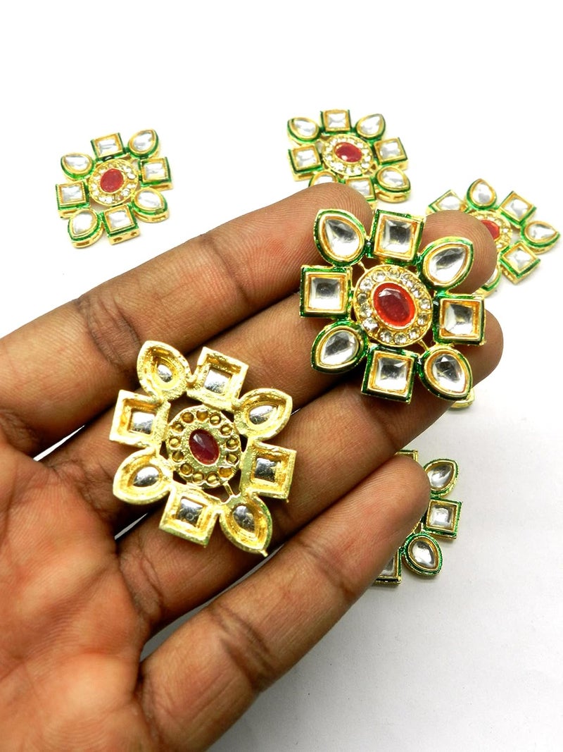 RC RADHESH CREATION RADHESH Creation Jewellery Gold Plated Kundan and Meenakari Pendant Raw Material for Rakhi Jewellery Making and Craft Works Pack of 3 RCJRRM0011 - Image 3
