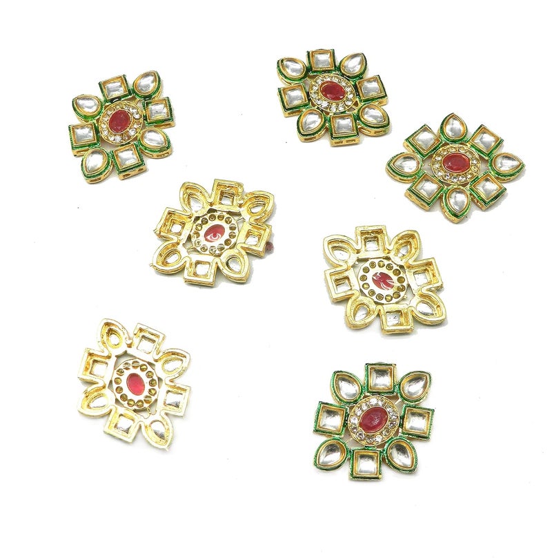 RC RADHESH CREATION RADHESH Creation Jewellery Gold Plated Kundan and Meenakari Pendant Raw Material for Rakhi Jewellery Making and Craft Works Pack of 3 RCJRRM0011 - Image 2