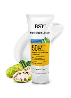 BSY BSY Noni Sunscreen Lotion SPF 50 PA 203 fl oz  Infused with Noni  Soy Milk Extracts  Mineral Sunscreen with No White Cast  WaterResistant  UVAUVB Protection  For All Skin Types 