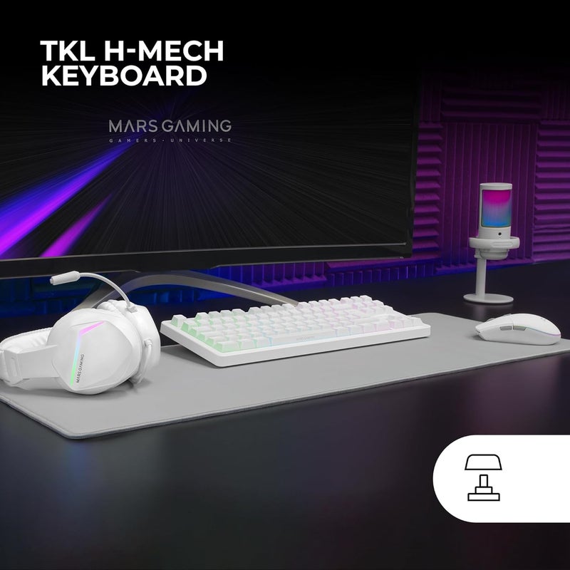 MARS GAMING MARSGAMING MCP-RGB3 Pack Gaming Keyboard Fixed RGB + Gaming Mouse RGB Flow 3200 DPI + Headset Over-Ear RGB + XXL Mousepad, White, French Language - Image 2
