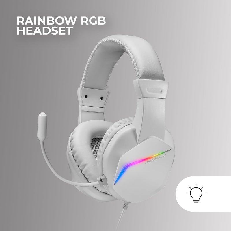 MARS GAMING MARSGAMING MCP-RGB3 Pack Gaming Keyboard Fixed RGB + Gaming Mouse RGB Flow 3200 DPI + Headset Over-Ear RGB + XXL Mousepad, White, French Language - Image 4
