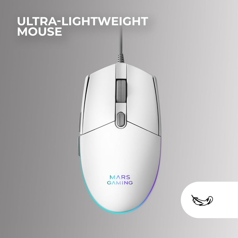 MARS GAMING MARSGAMING MCP-RGB3 Pack Gaming Keyboard Fixed RGB + Gaming Mouse RGB Flow 3200 DPI + Headset Over-Ear RGB + XXL Mousepad, White, French Language - Image 3