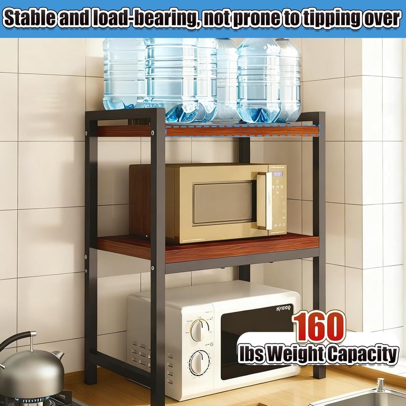 U HOOME 3 Tier Microwave Oven Rack,Microwave Oven Stand with 6 Hook for Kitchen Storage Rack Utensils Tableware Storage Shelf,Micro Wave Shelf Countertop Organizer Kitchen Stand Shelves Rack - Image 5