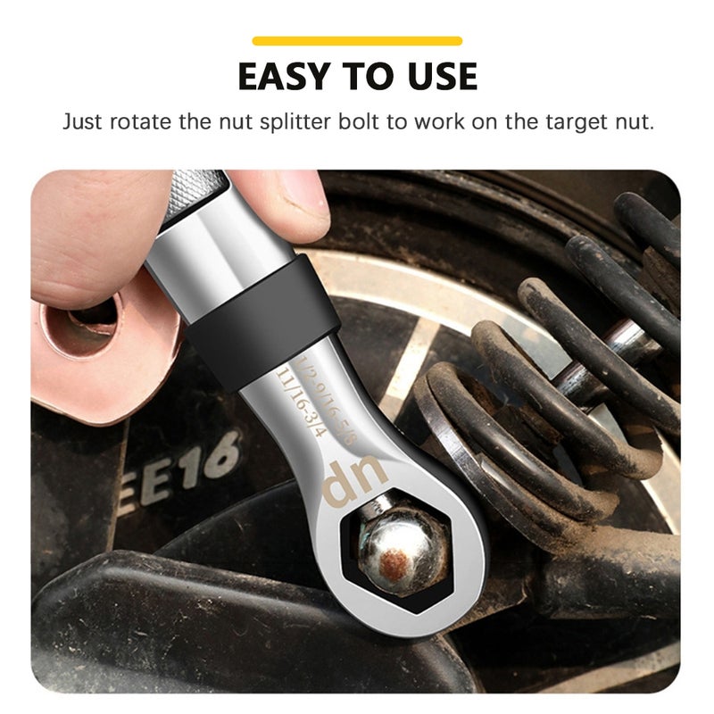 Double-Ended Wrench Heavy Duty Nut Splitter Adjustable Cracker Remover Rust Nut Manual Remover Extractor Tools - Image 2