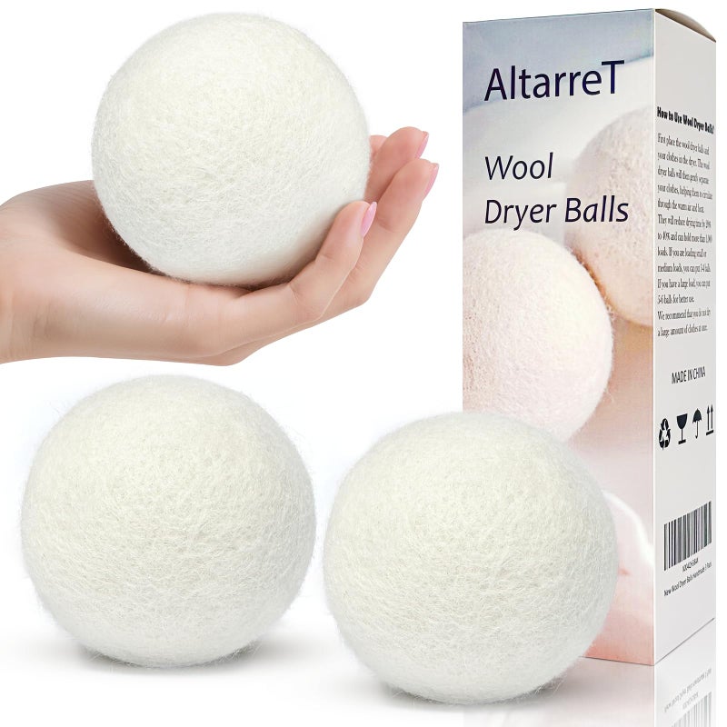 AltarreT Wool Dryer Balls Handmade 3 Pack XL, Laundry Dryer Lint Balls, Reusable New Zealand Wool Natural Fabric Softener Essentials, Replace Dryer Sheets, Wrinkles Free, Shorten Drying Time - Image 1
