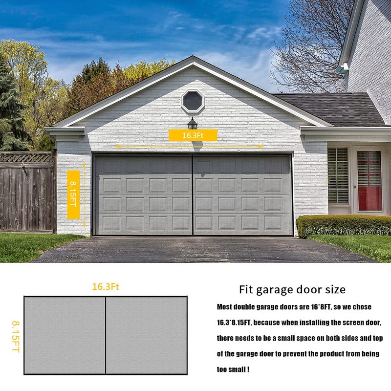 LIAMST Garage Door Screen for 16x8FT- 2 Car Garage Doors, Reinforced Fiberglass Door Screen,Stronger High Energy Magnets ï¼Œ Magnetic Screen Door - Image 2