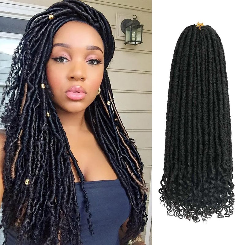 MODERN QUEEN Goddess Locs Crochet Hair 6 Packs 20 Inch Straight Faux Locs Crochet Braids PreLooped Curly Soft Synthetic Ombre Braiding Hair Extensions for Black Women20 Inch 6 Packs 1B