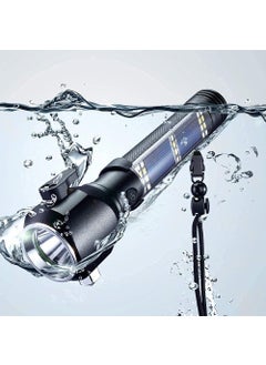 VYATIRANG VYATIRANG Aluminum 7 Mode Rechargeable Solar LED Torch Light High Power Long Distance with LED Torch Flashlight Use for Car Emergency Tool  - Image 1