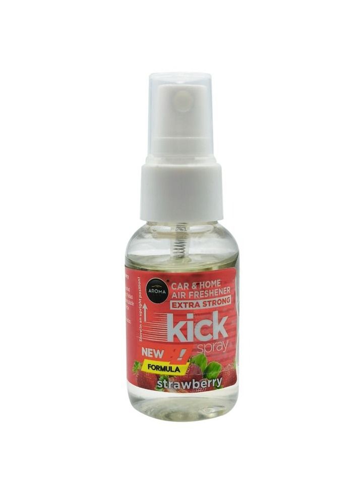 AROMA Car And Home Kick Spray Extra Strong Air Freshener New Formula Strawberry Smell 30ml - Image 2