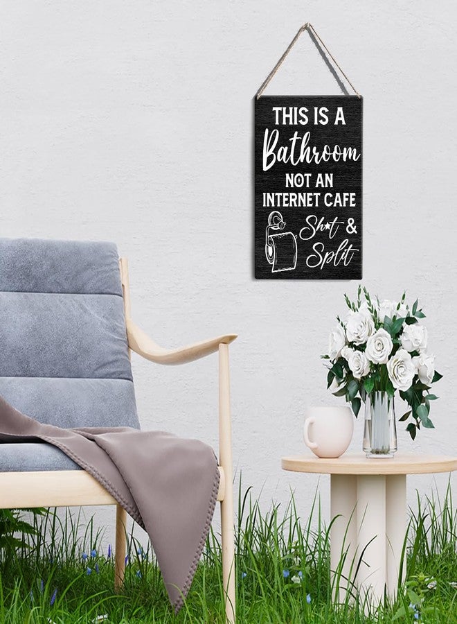 GUDIAO Farmhouse Bathroom Signs Wall Decor Rustic This is a Bathroom Not an Internet Cafe Wood Plaque Wooden Hanging Sign Decoration for Home Toilet Door 8 x 10 - Image 5