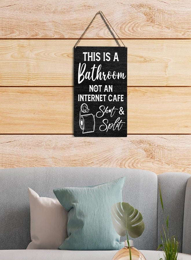 GUDIAO Farmhouse Bathroom Signs Wall Decor Rustic This is a Bathroom Not an Internet Cafe Wood Plaque Wooden Hanging Sign Decoration for Home Toilet Door 8 x 10 - Image 4