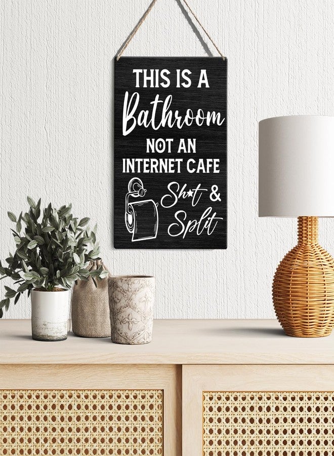 GUDIAO Farmhouse Bathroom Signs Wall Decor Rustic This is a Bathroom Not an Internet Cafe Wood Plaque Wooden Hanging Sign Decoration for Home Toilet Door 8 x 10 - Image 3