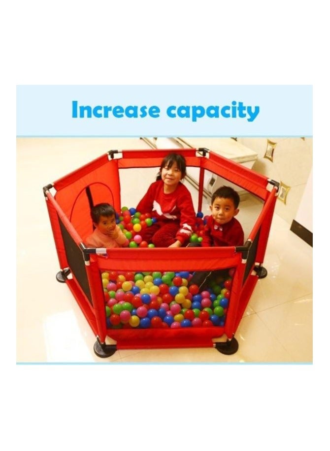 Goods Reef Red Baby Playpen, Portable Non-Slip Safe Play Yard 6 Panels with Breathable Net and 30 Play Balls - Image 2