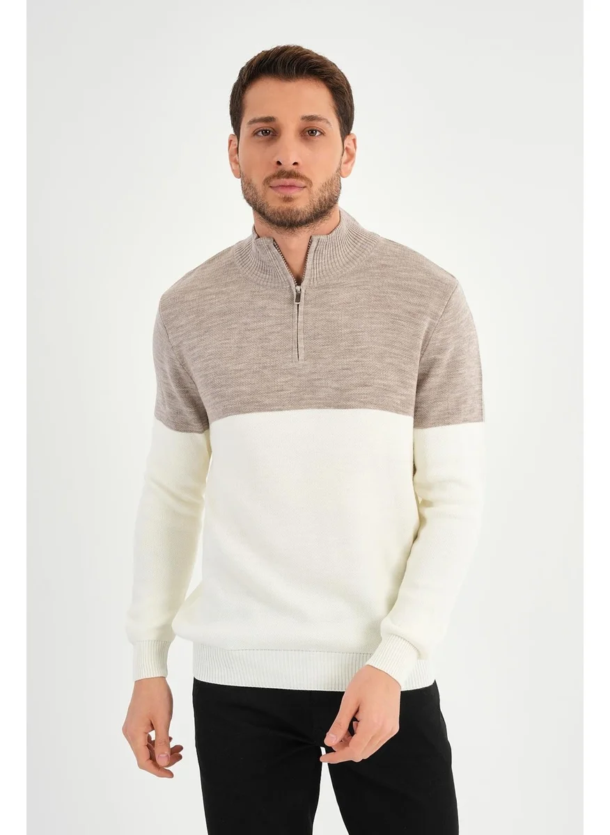 Alexander Gardi Alexandergardi Stand Collar Long Sleeve Color Block Men's Knitwear Sweater (E24-EZE-19)