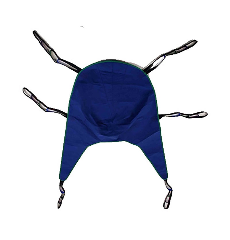 Invacare Reliant Divided Leg Sling with Head Support for Patient Lifts, Polyester, Large, 450 lb. Weight Capacity, R101,Binding; Green, Body; Blue - Image 1