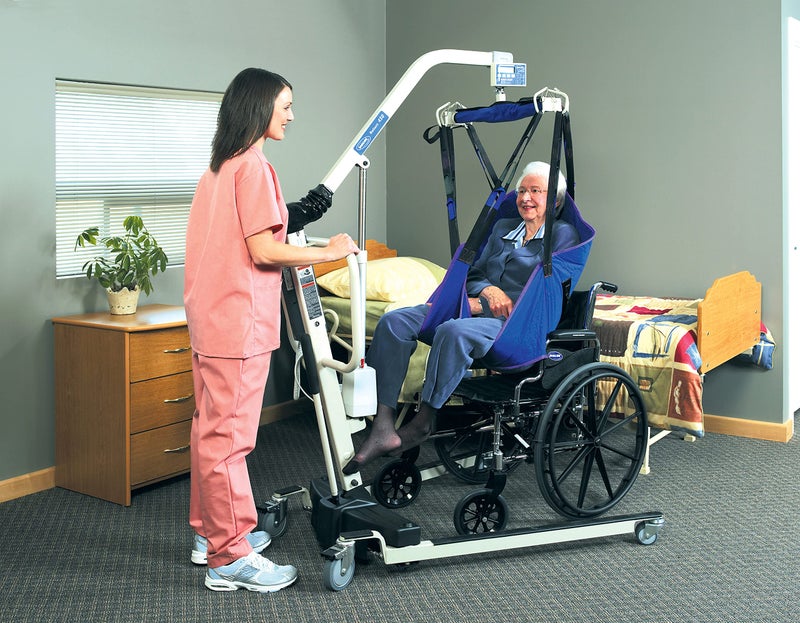 Invacare Reliant Divided Leg Sling with Head Support for Patient Lifts, Polyester, Large, 450 lb. Weight Capacity, R101,Binding; Green, Body; Blue - Image 3