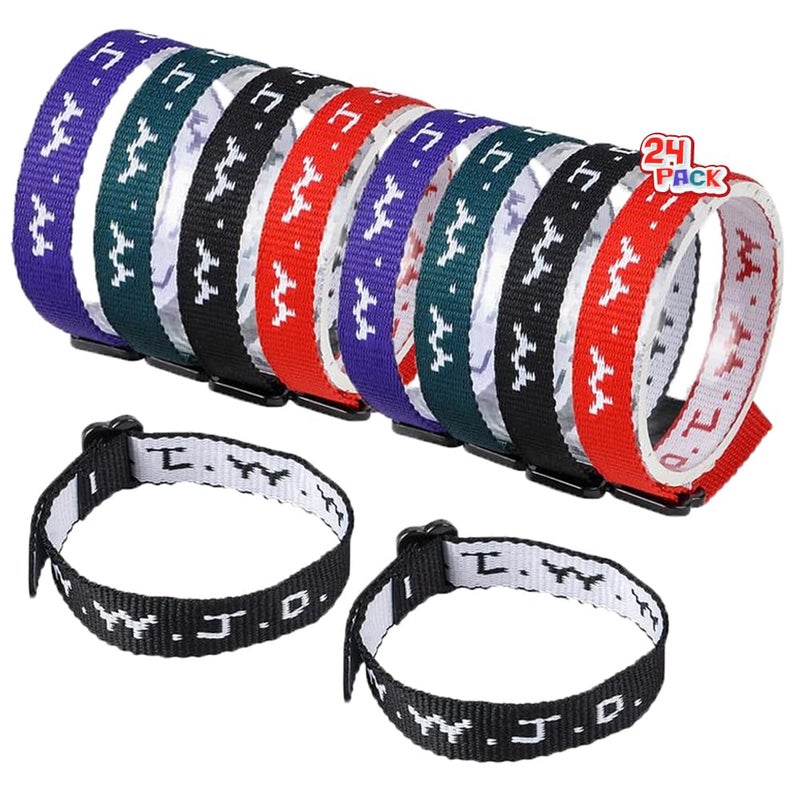 ArtCreativity WWJD Bracelets (Pack of 24) - What Would Jesus Do Wrist Band - Universal Size -W.W.J.D. Webbing Bands - Four Assorted Colors - Religious Party Favors for Boys and Girls - Image 1