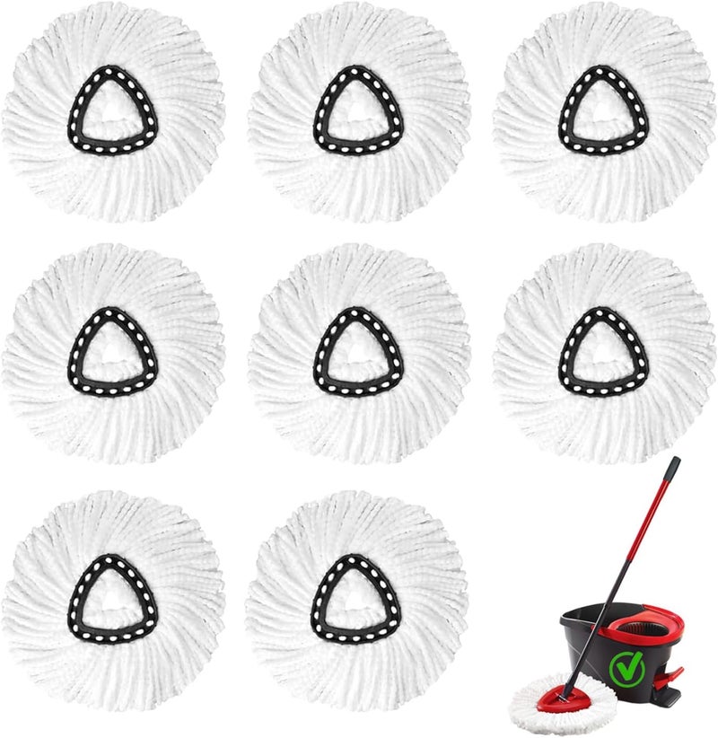 High-PQ 8-Pack Spin Mop Replacement Heads, Spinning Mop Replace Head for Floor Cleaning, 100% Microfiber Mop Head Replacement Compatible with Triangle Spin Mop Refill for Easy Wring Mop - Image 1