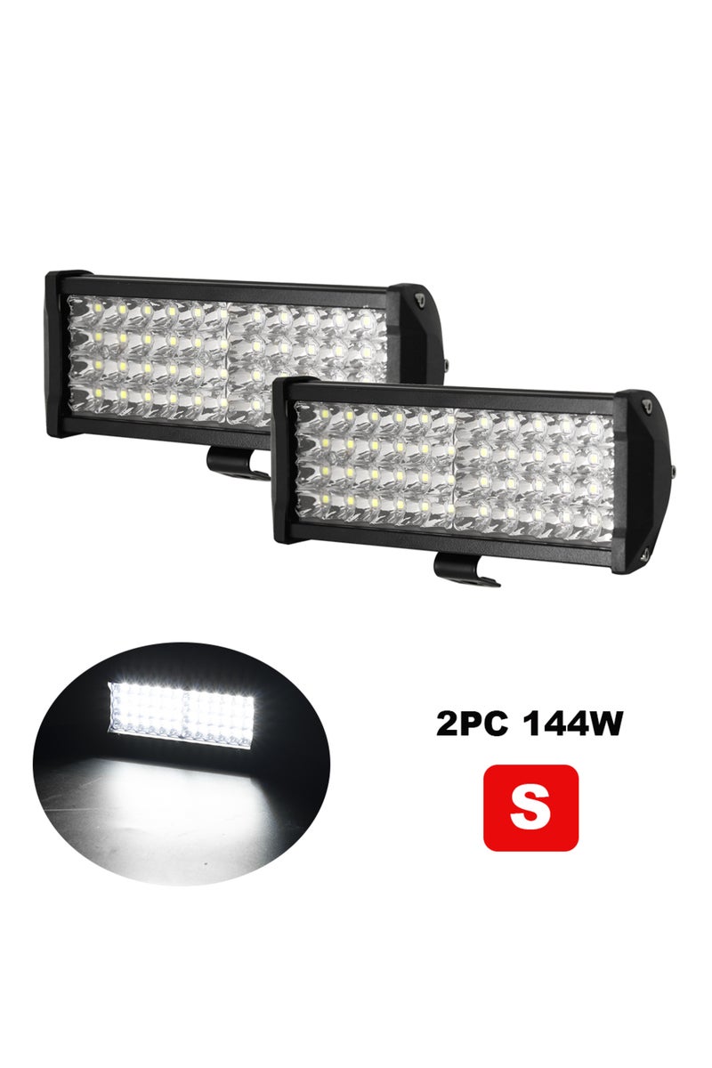 شريطان من مصابيح LED بقوة 144 واط و12 فولت، مناسبان للطرق الوعرة، يوفران إضاءة موضعية وواسعة، مثاليان للشاحنات والسيارات وسيارات الدفع الرباعي والمركبات متعددة الاستخدامات.