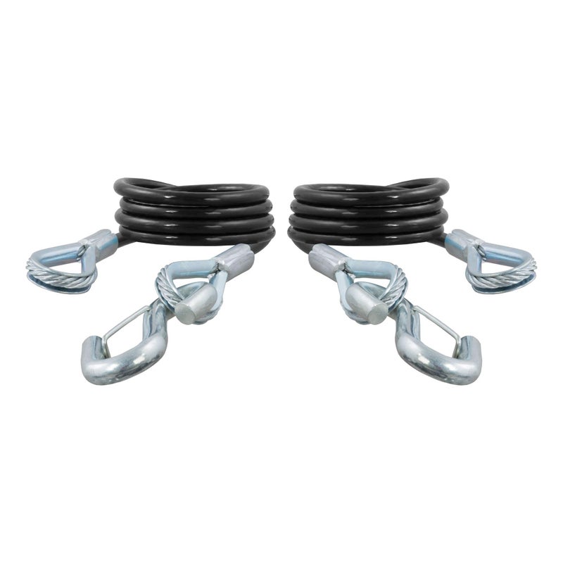 CURT 80136 43-7/8-Inch Vinyl-Coated Trailer Safety Cables, 3/8-In Snap Hooks, 3,500 lbs Break Strength, 2-Pack