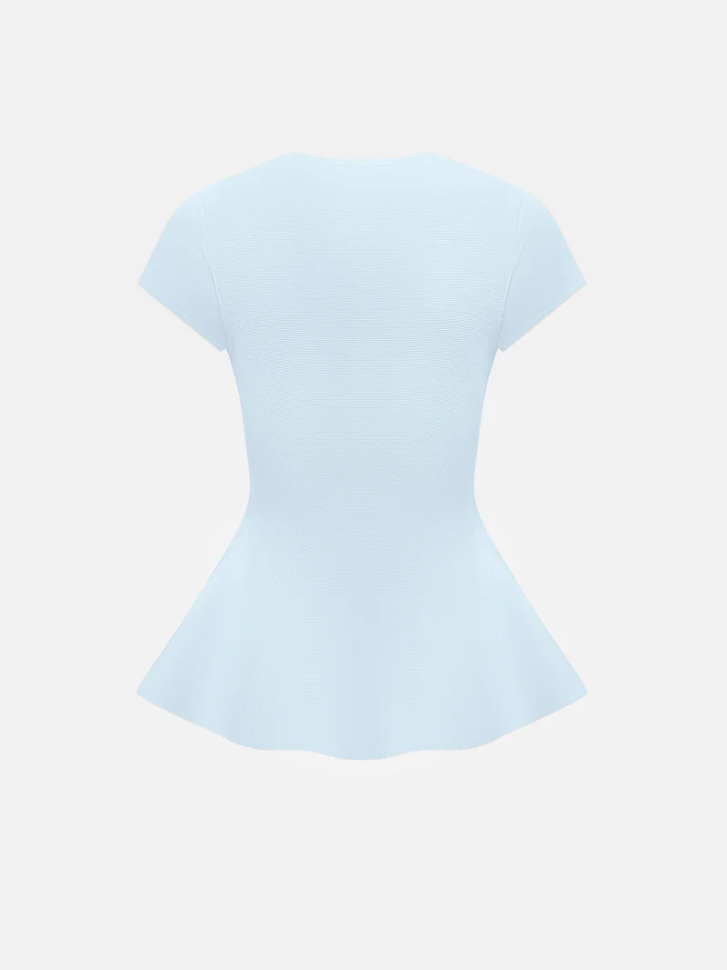 Lichi  Viscose top with short sleeves and peplum at the waist for Women | Best Price UAE