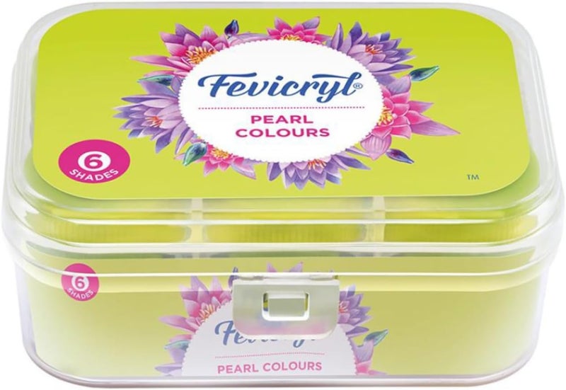 Fevicryl Acrylic Colours Pearl Kit | 6 Colours x 10 ml | DIY Paint, Rich Pigment | Multicolour & Multi-surface | Non-Cracking Paint for Canvas, Wood, Leather, Earthenware, Metal - Image 1