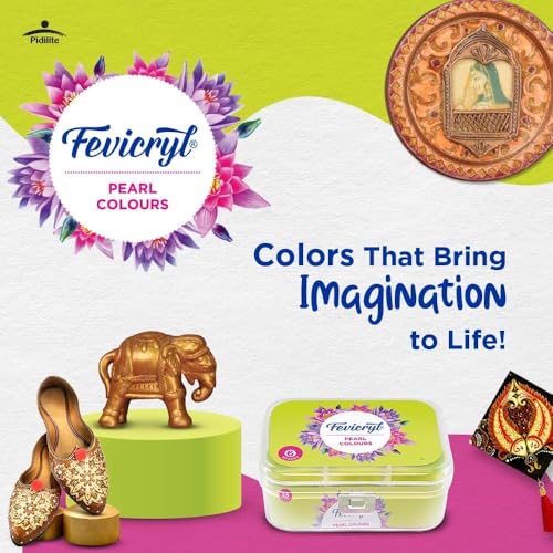 Fevicryl Acrylic Colours Pearl Kit | 6 Colours x 10 ml | DIY Paint, Rich Pigment | Multicolour & Multi-surface | Non-Cracking Paint for Canvas, Wood, Leather, Earthenware, Metal - Image 2