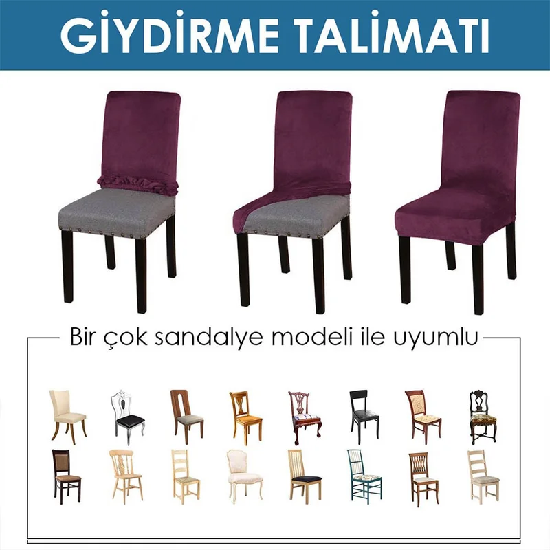 فايند Lycra Chair Cover Flexible Stretch Elastic Chair Cover Balpetek Chair Protector (4pcs) purple
