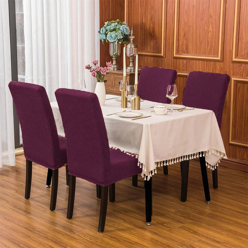 فايند Lycra Chair Cover Flexible Stretch Elastic Chair Cover Balpetek Chair Protector (4pcs) purple