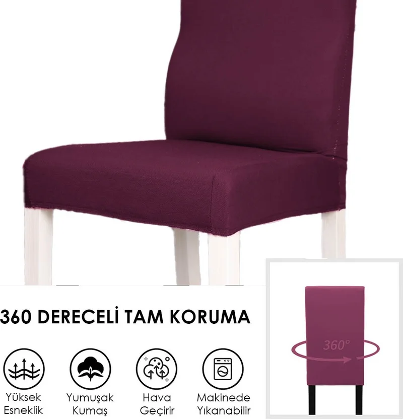 فايند Lycra Chair Cover Flexible Stretch Elastic Chair Cover Balpetek Chair Protector (4pcs) purple