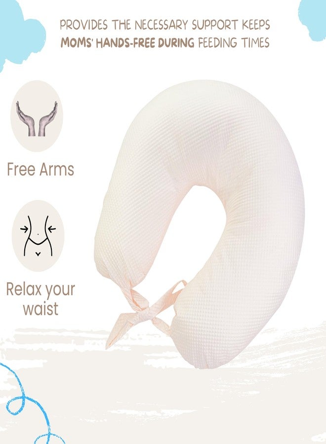 فوي دروب وسادة تغذية للأطفال حديثي الولادة من فوي دروب، وسادة رضاعة بتصميم سياج أمان لدعم إضافي للطفل. (لون خوخي) - Image 2