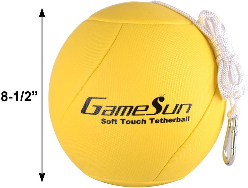GAMESUN Tetherball Ball and Rope with Carabineer, Soft Touch, Portable Tetherballs with Soft Rope - Great Outdoor Game for Family Fun Play - Image 2