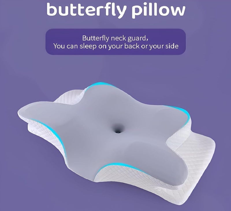 Harmony Homes Essentials 360° Butterfly Memory Foam Cervical Pillow | Orthopedic Neck & Shoulder Support | Pain Relief for Side & Back Sleepers | Ergonomic Dual-Height | Cooling Washable Cover - Image 3