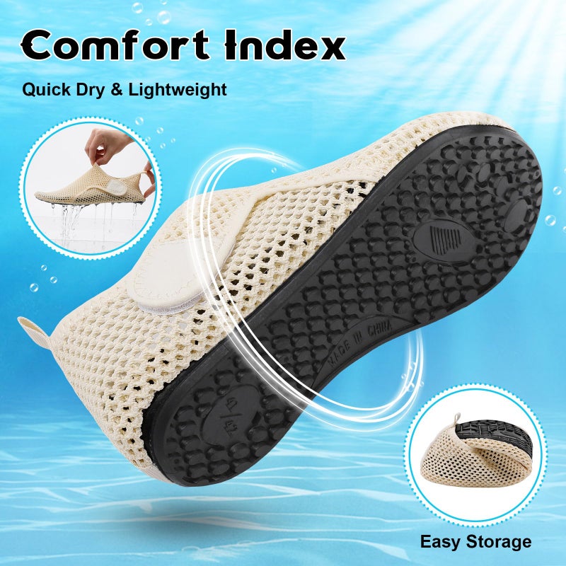 Scurtain Womens Water Shoes for Adult Youth Swim Beach Pool River Shoes Men Barefoot Sea Aqua Shoes for Women Summer Slip on Mesh Flats Rubber Size - Image 5