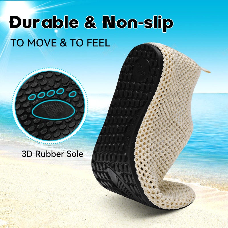 Scurtain Womens Water Shoes for Adult Youth Swim Beach Pool River Shoes Men Barefoot Sea Aqua Shoes for Women Summer Slip on Mesh Flats Rubber Size - Image 4