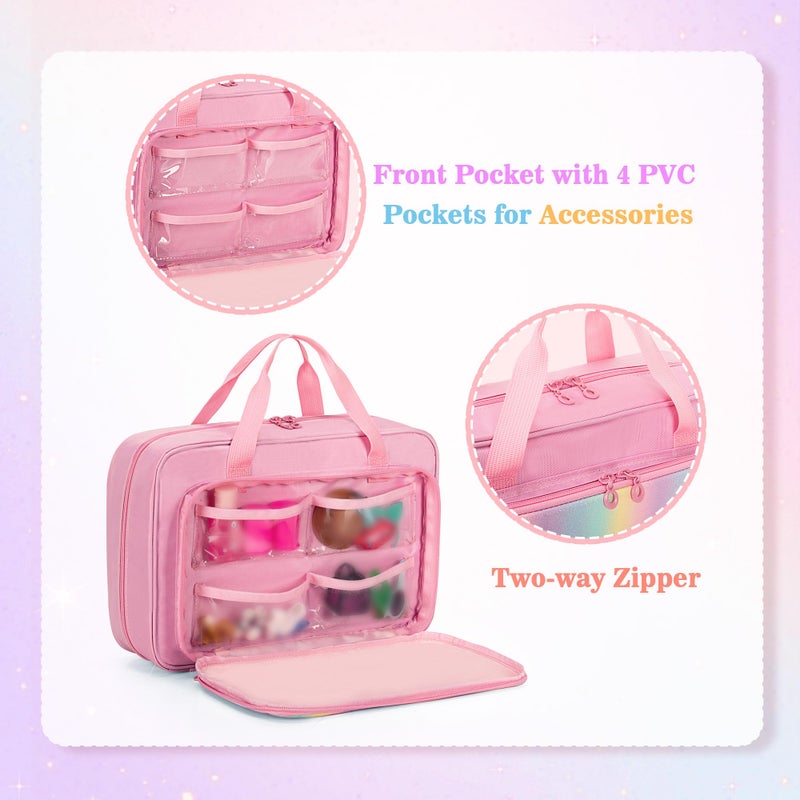 Graoso Carrying Case متوافق مع Barbie Doll (12 بوصة) حالة تخزين متوافقة مع باربي مع حزام مقبض الكثير - Image 2