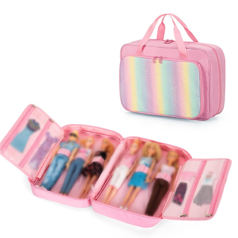 Graoso Carrying Case متوافق مع Barbie Doll (12 بوصة) حالة تخزين متوافقة مع باربي مع حزام مقبض الكثير - Image 1