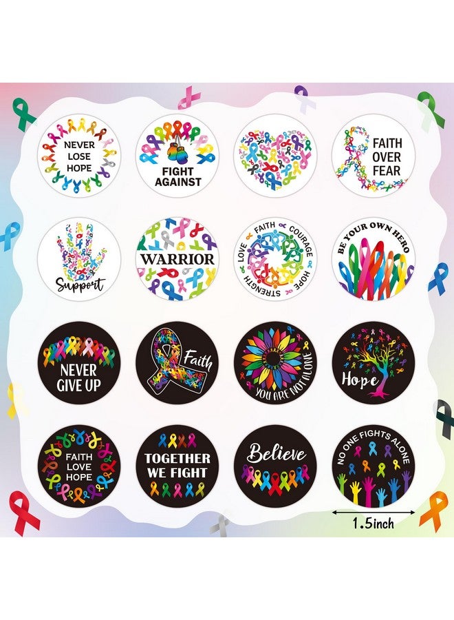 BeYumi Cancer Awareness Roll Stickers - 1000Pcs Cancer Awareness Stickers In 2 Rolls Waterproof Vinyl Colorful Ribbon Round Cancer Decals Laptop Bottle Notebook Luggage Gift Oncology Nurse Women Decor - Image 2