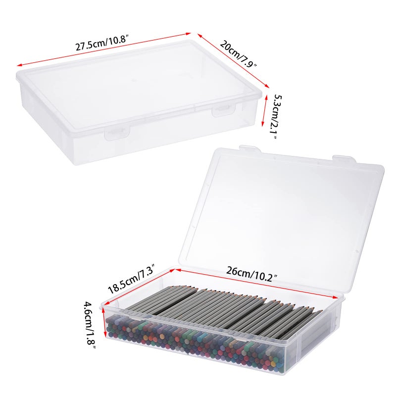BTSKY Clear Plastic Storage Box with Flap Lid, Multipurpose Craft Organizers and Storage Box Art Supply Storage Organizer Plastic Sewing Box for Beads Pencils Notebooks, 4 Pack Medium - Image 4