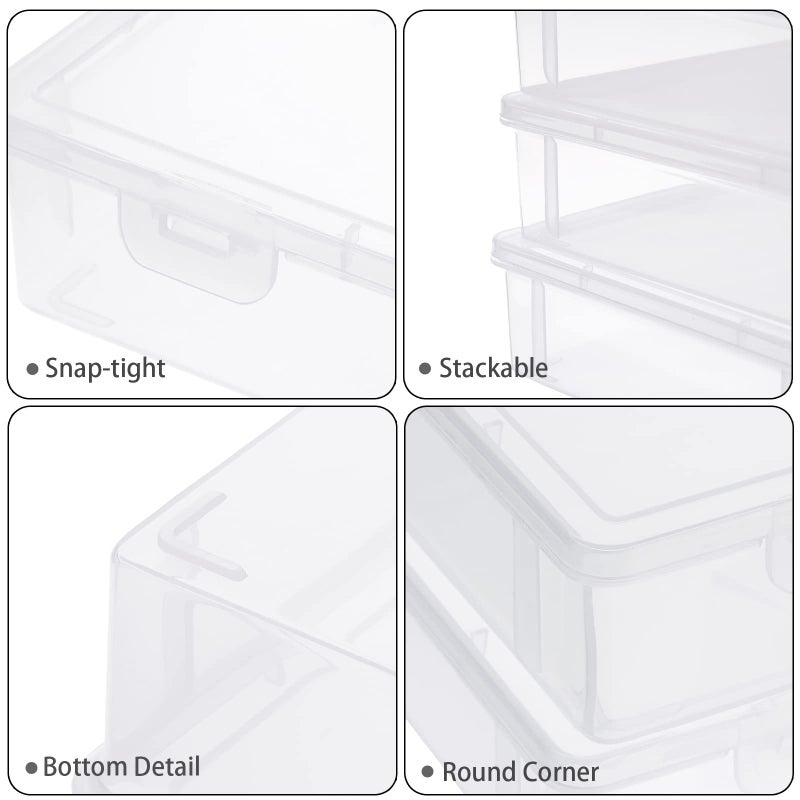 BTSKY Clear Plastic Storage Box with Flap Lid, Multipurpose Craft Organizers and Storage Box Art Supply Storage Organizer Plastic Sewing Box for Beads Pencils Notebooks, 4 Pack Medium - Image 5