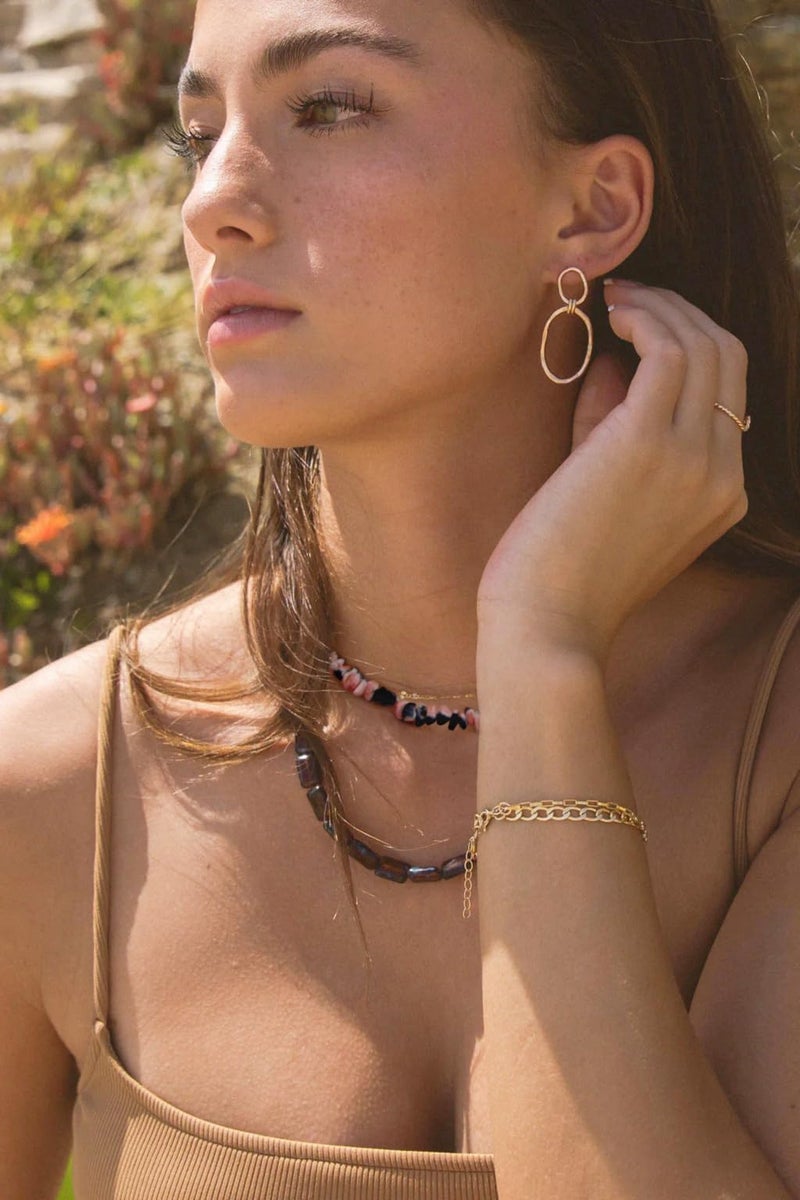 SOFYBJA Dainty 18K Gold Irregular Pink and Blue Bicolor White Turquoise Stone Choker Necklace Adjustable Handmade Jewelry - Image 5