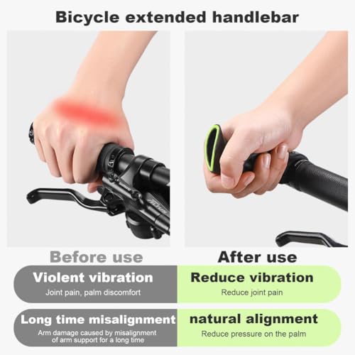 Svzadipe Bike Handlebar Ends Ergonomic No-Slip Bicycle Bar Ends Extension MTB Road Mountain Bike Bar Extender for 21.8-22.8mm Handlebar,1 Pair (Long) - Image 3