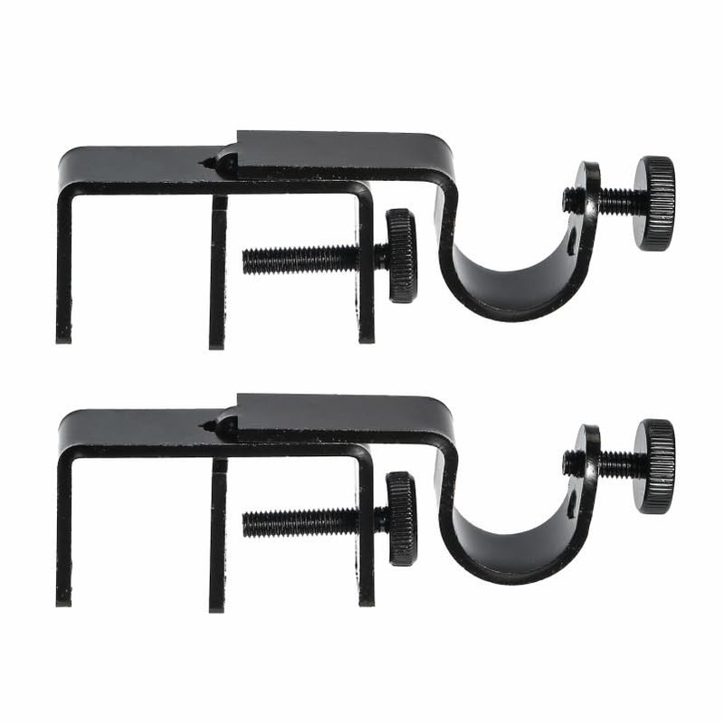 Myskuasin Outside Mounted Blinds Curtain Rod Bracket -- Tool-Free No Drill Installation for 1.3-2 Inch Rectangular Headrails, Black 2-Pack - Image 1